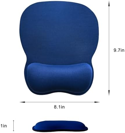 Mouse Pad with Wrist Support, Ergonomic Mousepad with Comfortable Memory Foam Wrist Rest Cushion, Relieve Wrist Pain, Non-Slip Rubber Base Gaming Mice Pad for Home Office Computer Laptop, Blue