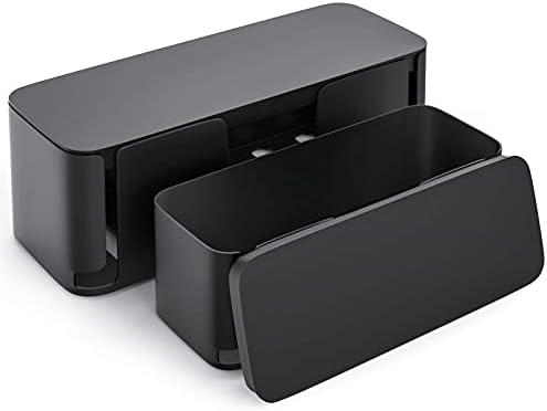 YECAYE 2 Pack Cable Management Box, Pet Friendly Cable Box Organizer for Home & Office, Child-Proof Floor Cord Cover, Cord Management and Cord Hider, Black