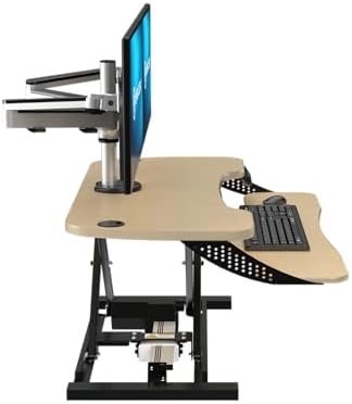 VERSADESK PowerPro Elite 36” x 24" – App Controlled Electric Standing Desk Converter w/USB Charging Port. Raises up to 20”. Fully Assembled – Includes LED Lights. Supports 80 lbs. – Maple