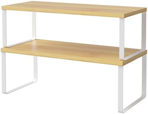NEX Bamboo Cabinet Organizer Shelf, Kitchen Counter Shelves Set of 2