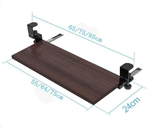 Desk Keyboard Holder,Computer Keyboard Stand, C Clamp Keyboard Tray,Clamp-on Shelf Pull Out Platform, Height Adjustable Keyboard Platform Under Desk (Black 64cm)