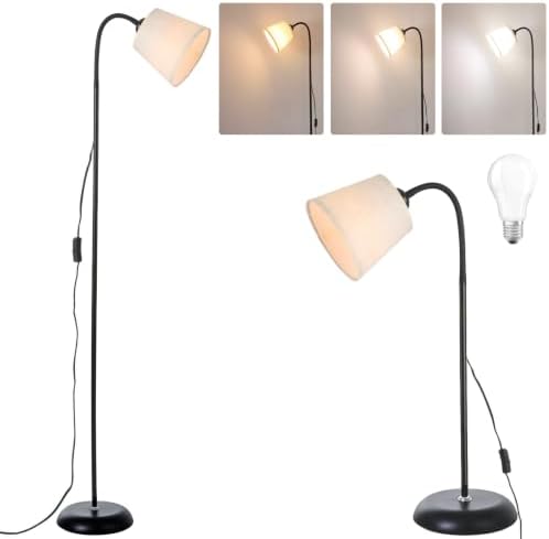 Floor Reading Lamp, Adjustable Height Bendable Short Standing Corner Lamps (Beige)