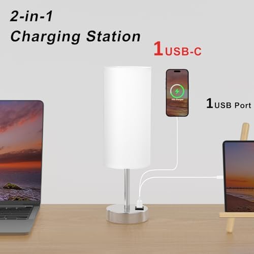 Dicoool Touch Table Lamp for Bedroom Set of 2 - Small Desk Lamp for Dorm