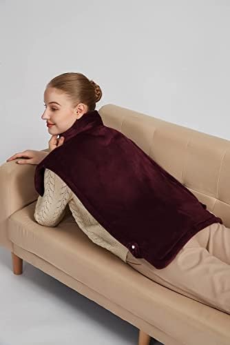 26" x 35" Flannel Neck&Shoulder&Back Heating Pad with 12 Temperature Settings&Countdown Timer, Pain Relief for Back/Neck/Shoulders/Menstrual Pain(Red)
