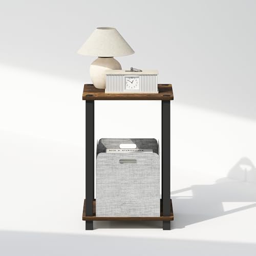 Furinno Simplistic Toolless 2-Tier Compact Night Stand, Amber Pine