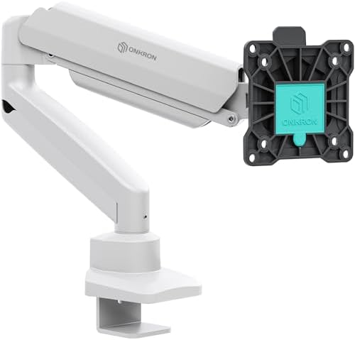 ONKRON Single Monitor Arm 13-32 Inch, 22 lbs, VESA 75x75-100x100, White
