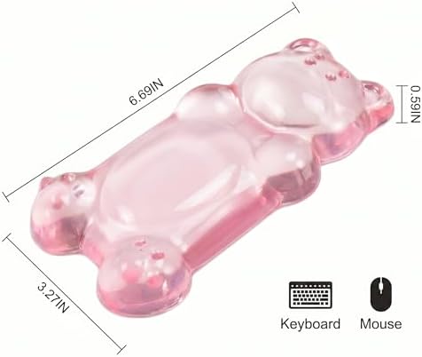 Gel Wrist Rest for Keyboard and Mouse Transparent Pink Bear Elbow Pad Cushion Ergonomic Cute Clear Cool Mouse Wrist Pad Silicone Non-Slip Support for Computer Gaming Home Office Women Hand Pillow