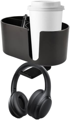 4 In 1 Desk Cup Holder Clamp, Under Desk Headphone Hanger