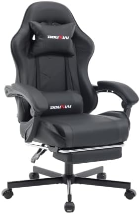 Ergonomic Gaming Chair with Footrest,Video Gaming Chair for Adults,Black
