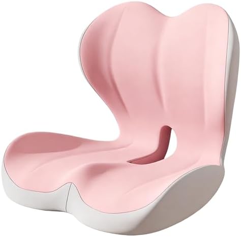 Orthopedic Cushion L-Shaped Memory Foam Seat Cushion, Ergonomic Office Chair Cushion with Lumbar Support for Desk, Car, Wheelchair (C-Pink)