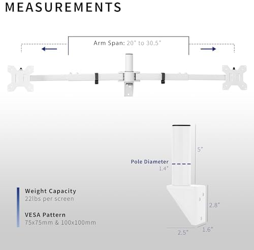 VIVO White Dual Monitor Wall Mount for 21-32 in Screens, MOUNT-TS32W