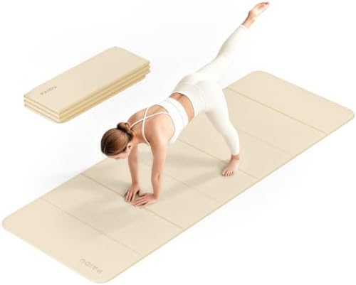 PAIDU Foldable Yoga Mat 10mm Thick, 75"x26" Non-Slip Fitness Exercise Mat