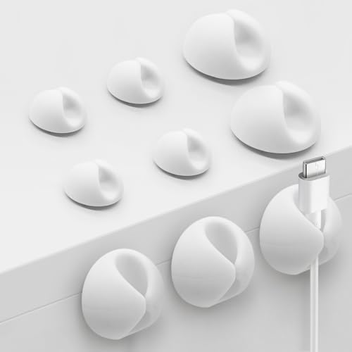 SmiLife Cable Clips, Phone Cord Organizer for Wire Management, White 9 PCS