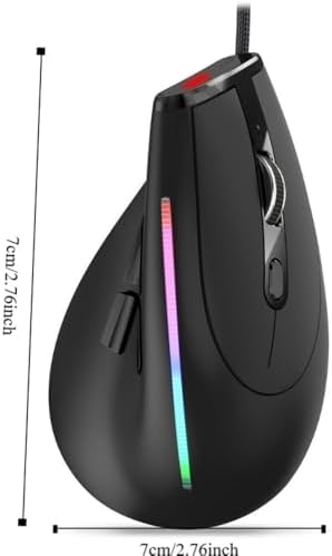 Vertical Gaming Mouse 9 Buttons – 6-Speed DPI RGB LED Optical Ergonomic Design USB Wired Mouse for Computer Black