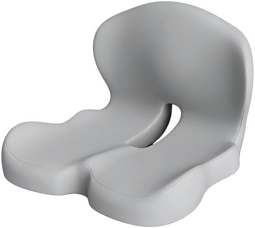 Orthopedic Cushion L-Shaped Memory Foam Seat Cushion, Ergonomic Office Chair Cushion with Lumbar Support for Desk, Car, Wheelchair (B-Light Grey)