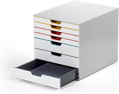 Durable, Varicolor Drawer Organizer, 7 Color Coded Drawers, White