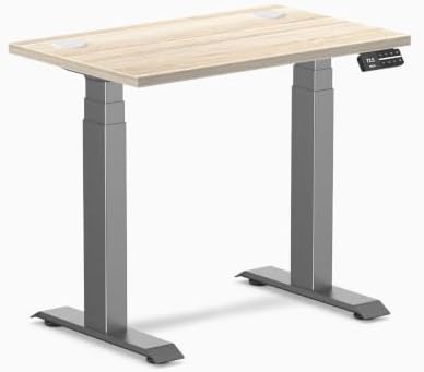 Desky Dual Mini Sit Stand Desk Classic Oak 32" Grommets Space Gray
