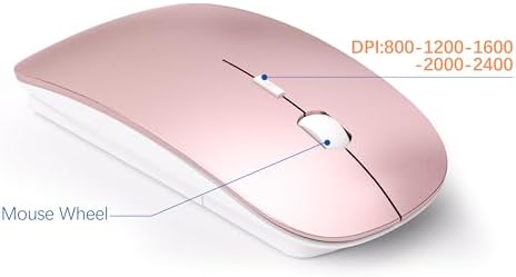 Wireless Keyboard and Mouse Ultra Slim Combo, TopMate - Rose Gold White