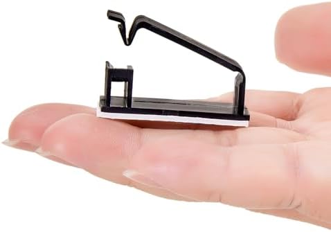 5Pcs Self Adhesive Cable Management Clips,Cable Organizers Wire Clips Cord Holder for PC Laptop Ethernet Cable Desktop Home Office(2.1’’ x 0.75’’ x 0.28’’, Black)