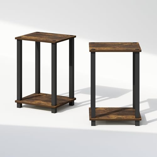 Furinno Simplistic Set of 2 Toolless 2-Tier Night Stand, Amber Pine