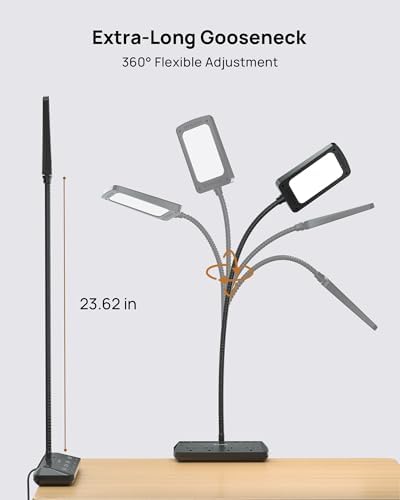 TROND LED Desk Lamp with Clamp Power Strip, 6ft Flat Plug Extension Cord