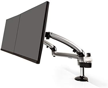 Ergotech Dual Freedom Arm, Includes Two Aluminum Articulating Arms, 8.4-17.8 lbs. Weight Capacity per Arm, Suitable for Monitors up to 27 inches, VESA Compatible 75×75, 100×100, Silver