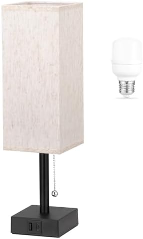aooshine Bedside Table Lamp for Bedroom - 3 Color Temperatures, USB A+C