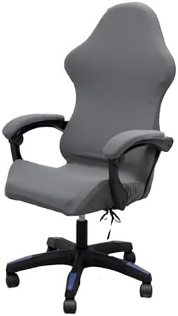Gaming Chair Cover Set with Armrest Covers, Stretch Ruffled Slipcover for Racing Office Computer Reclining Chairs (Gray)