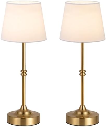 Kakanuo Rechargeable Cordless Table Lamp Gold - 2 Pack Brass 4000mAh Battery Operated Lamp, 3000K Warm Light, Touch Control Stepless Dimming, for Bedside, Dining Table, Home Decor
