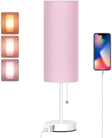 Dott Arts 18" Table Lamp for Bedroom, 3-Color Bedside Lamps with Pull Chain