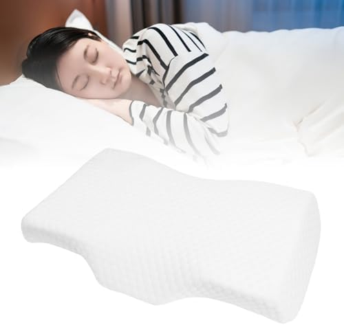 Cervical Neck Pillow, Memory Foam Ergonomic Cervical Neck Support Sleeping Pillow Slow Rebound with Washable Cover, Four Zones for Side Back Stomach Sleepers (White 52 * 30 * 10) (White 52 * 30 * 10)