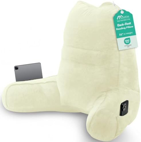 Sasttie Reading Pillow for Bed, Back Pillow for Sitting Up, Cream