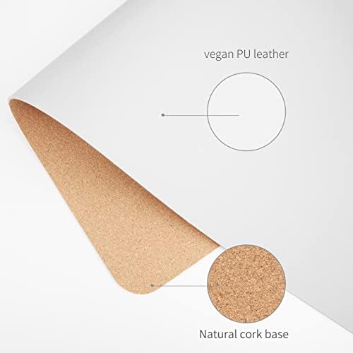 RENMTURE Dual-Sided Mouse Pad, Natural Cork & PU Leather Large Desk Pad for Office and Home Work, Desk Protector Non-Slip, Waterproof, Easy Clean (White, 23.6" x 13.7")