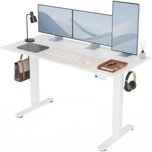 Claiks Electric Standing Desk 55x24 Inch Adjustable Desk, White
