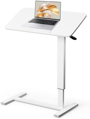 32" 0-50° Tiltable Pneumatic Adjustable Overbed Table with Wheels
