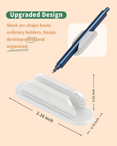 Tiizze Adhesive Pencil Holders for Desk Set of 10 - Silicone Pen Holder with 15 PCS Adhesive Pads - Flexible Pencil Holder for Office Essentials Accessories and Teacher Supplies, White