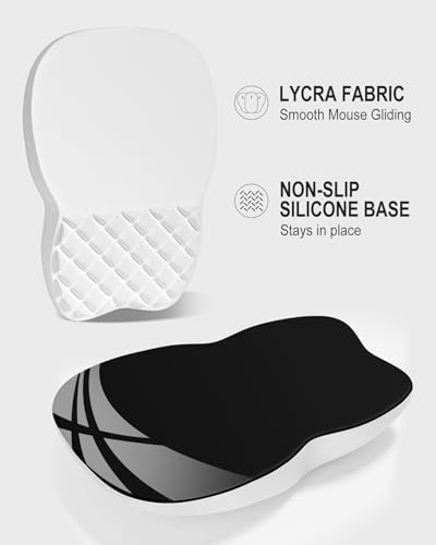 Auhoahsil Ergonomic Mouse Pad with Wrist Rest, Comfortable Slope Computer Mouse Mat with Wrist Support, Memory Foam Filling, Non-Slip Silicone Base, Pain Relief, for Gaming & Work, 8 x 12 in, White