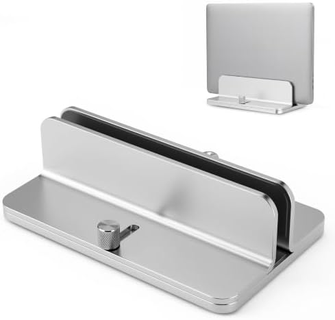 Aluminum Vertical Laptop Stand Holder, Adjustable Dock for MacBook