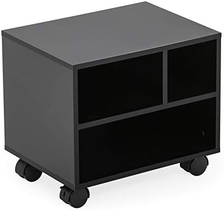 FITUEYES Mobile Printer Stand with Storage, Wood Small Printer Table, Black