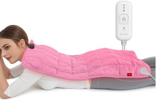Comfytemp Weighted Heating Pad 17"×33" for Full Back & Leg, Extra Large Electric Heat Pad, Birthday Days Gifts for Mom Women Men Dad, Full Body Heated Pad with Ceramic Bead Filling, Pink