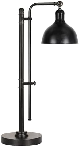 PARTPHONER Industrial Adjustable Desk Lamp for Home Office, Farmhouse Table lamp 29''-38'', Rustic Metal Task Desk Lamp in Aged Bronze Finish, Vintage Reading Lamp for Study Room，Black