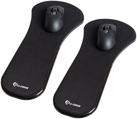 LL-COEUR 2 Pack Arm Support Wrist Rest for Table and Chair, Ergonomic Armrest Desk Extender, Multifunctional Computer Mouse Pad Holder (2 x Black)