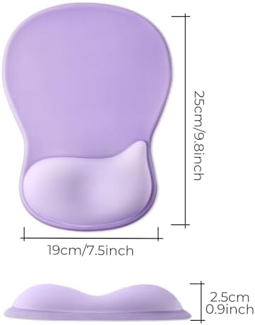 Gel Wrist Rest Mouse Pad, Ergonomic Mousepad with Wrist Support, Relieve Wrist Pain, Gaming Mousepad with Concave Design Cushion & Non-Slip PU Base, for Home Office Laptop Computer, Purple