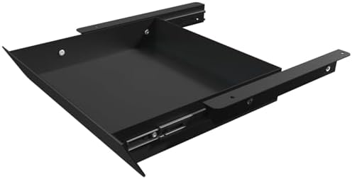 Under Desk Mounted Sliding Drawer with 60 Degree Tilt Panel to Pull Out, 15'' Long & 9'' deep Large Storage Organizer for Sit Stand Workstation
