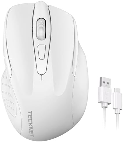 TECKNET Wireless Mouse Rechargeable, 2.4G Computer Mice with USB-A Receiver
