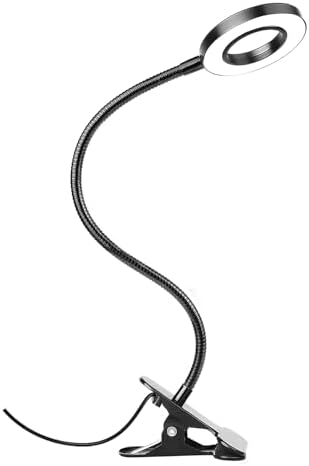 Woputne Desk Lamp Clip on Light for Bed Book Reading (Black)