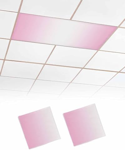 Pink White Magnetic Fluorescent Light Covers for Ceiling Lights 2 x 4 Feet,Pastel Geometric Abstract Contemporary Minimalist Office Classroom Kitchen Drop Ceiling Light Covers Lighting Filter 2 Packs