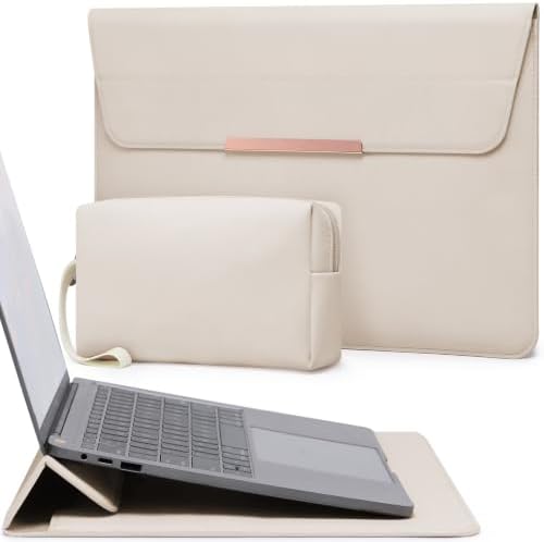 HYZUO 15 Inch Laptop Sleeve Case Bag with Stand Feature, Beige