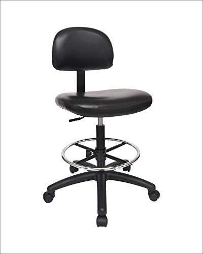 Medium Bench Height Task Chair for Labs, Exam Rooms, Doctor and Dentist Offices. Easy to Clean! 19.5"-27.5" Seat Ht. (Medium Bench Height, Black)