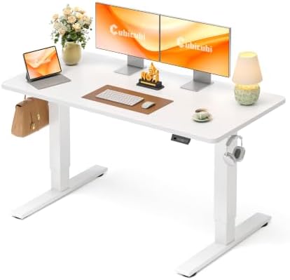 CubiCubi Electric Height Adjustable Standing Desk 55x24 Inch, White